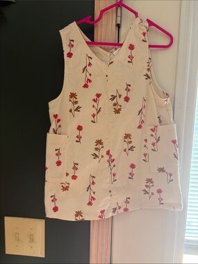 Cream Floral Pinafore Tunic with Pockets